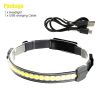 2PCS Headlamp COB LED Headlight USB Rechargeable Torch Work Light Bar Head Band