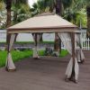 Outdoor 11x 11Ft Pop Up Gazebo Canopy With Removable Zipper Netting; 2-Tier Soft Top Event Tent; Suitable For Patio Backyard Garden Camping Area; Coff