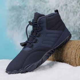 Fleece-lined Warm Five-finger Outdoor Sports Cotton Shoes Boots Wear-resistant Non-slip (Option: Blue-36)