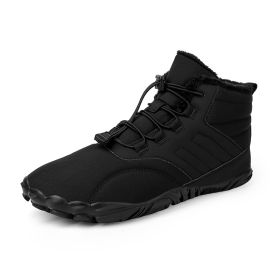 Fleece-lined Warm Five-finger Outdoor Sports Cotton Shoes Boots Wear-resistant Non-slip (Option: Black-46)