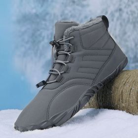 Fleece-lined Warm Five-finger Outdoor Sports Cotton Shoes Boots Wear-resistant Non-slip (Option: Gray-44)